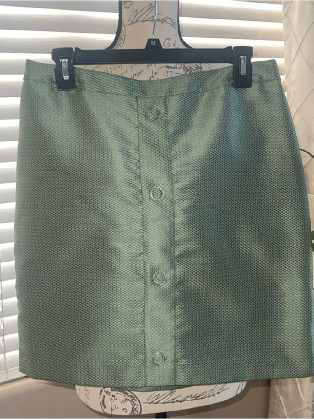 Green Soft Textured Mini Skirt